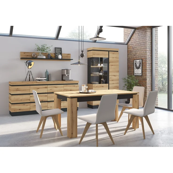 Sideboard >CORTE< in Coast Evoke Eiche/Kosmos Grau - 201,2x92,5x45cm (BxHxT) – Bild 3