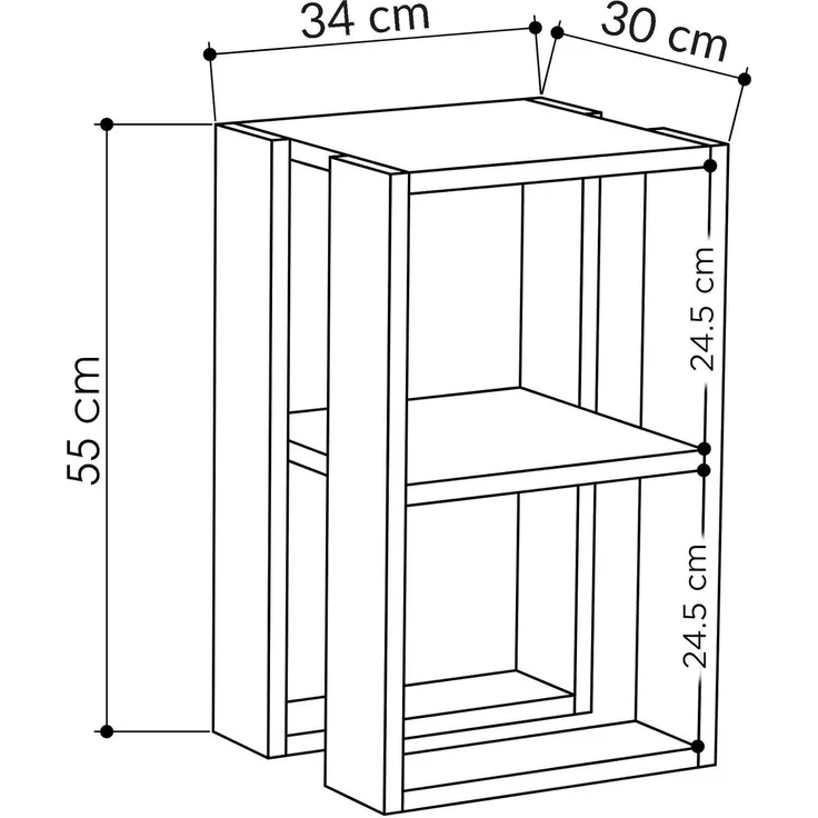 Dmora Nachttisch Imai 30 x 30 x 55h cm Weiß, 2 Regalböden – Bild 4