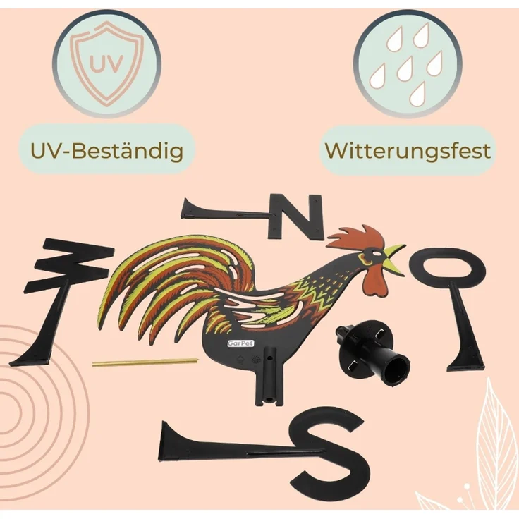 Wetterhahn für Garten Wetterfahne aus Kunststoff Bunt Windrichtungsanzeiger Wetterhahn für Gartenhaus Gartendeko Hahn Windspiel Hahn Windanzeiger Windfahne – Bild 4