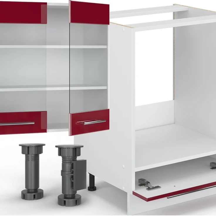 Eckküche Fame-Line Bordeaux Hochglanz/Weiß 347 x 257 cm, AP Anthrazit Vicco – Bild 5