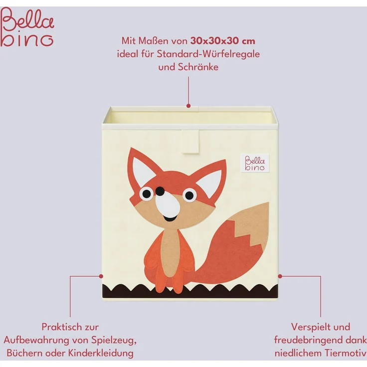 Bellabino 'Helme' Aufbewahrungsbox Fuchs, aus Oxford-Gewebe, 30 x 30 x 30 cm, beige – Bild 3