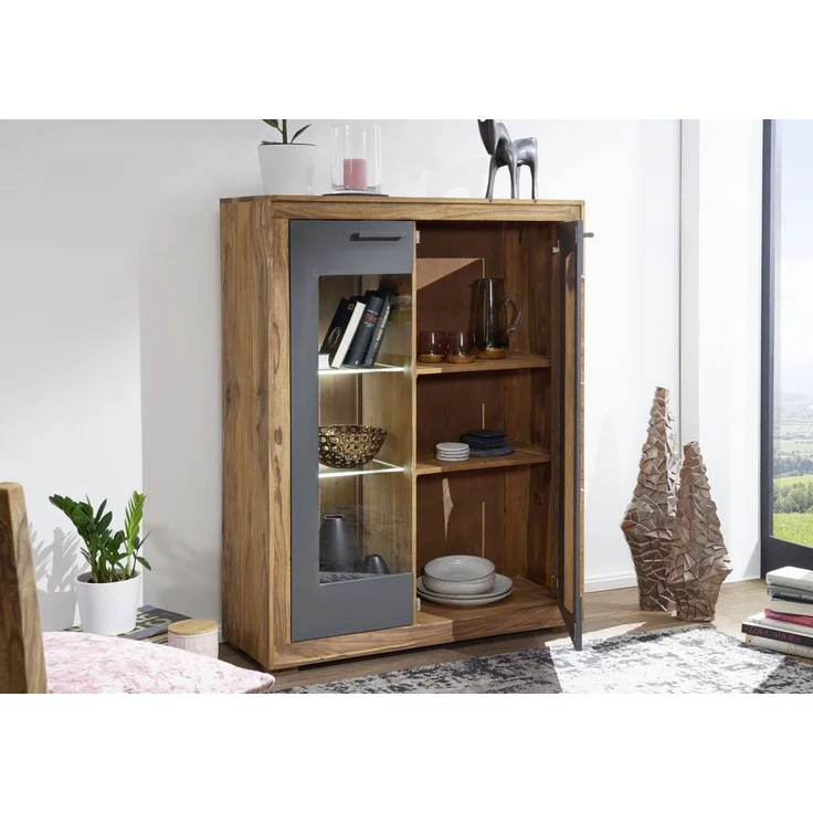 Highboard Sheesham 103 x 40 x 135 gebeizt TURIN #03 – Bild 5