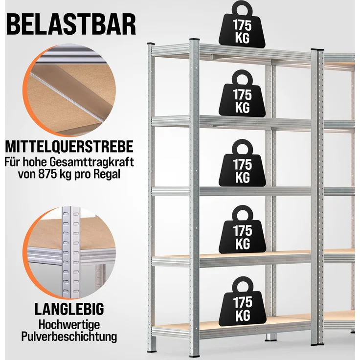 MONZANA® 3er Set Schwerlastregal Eckregal – Bild 4
