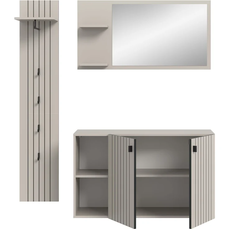 Garderobenkombination (B/H/T: 152x192x37 cm) in Kaschmir Nachbildung – Bild 3