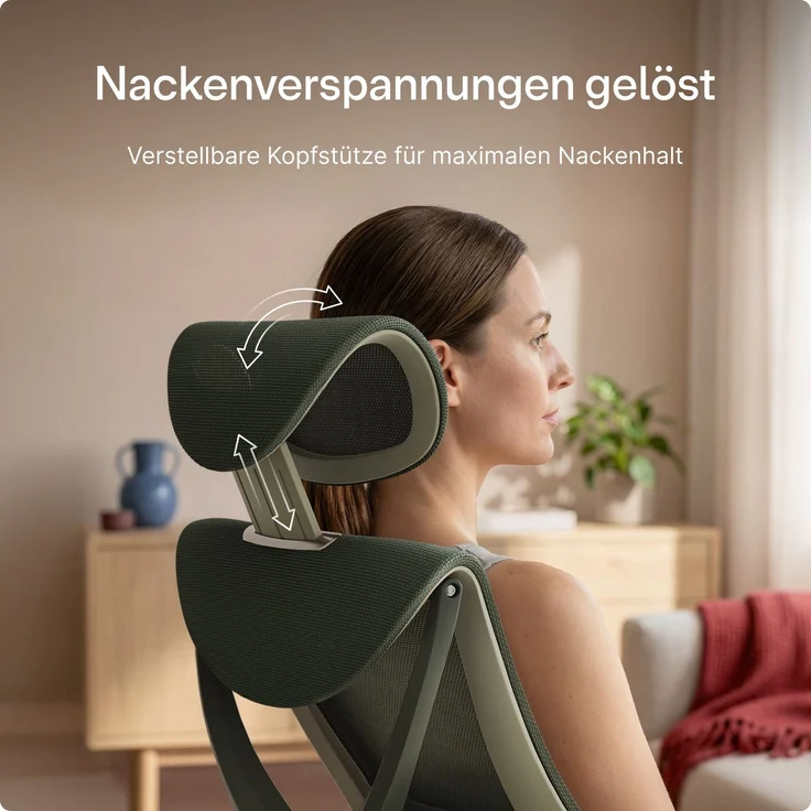 Desktronic Bürostuhl Verstellbarer Ergonomischer SitPro, Grün 3-Dimensional Armlehne, Integrierte 5-Wege-Lendenwirbelstütze – Bild 5