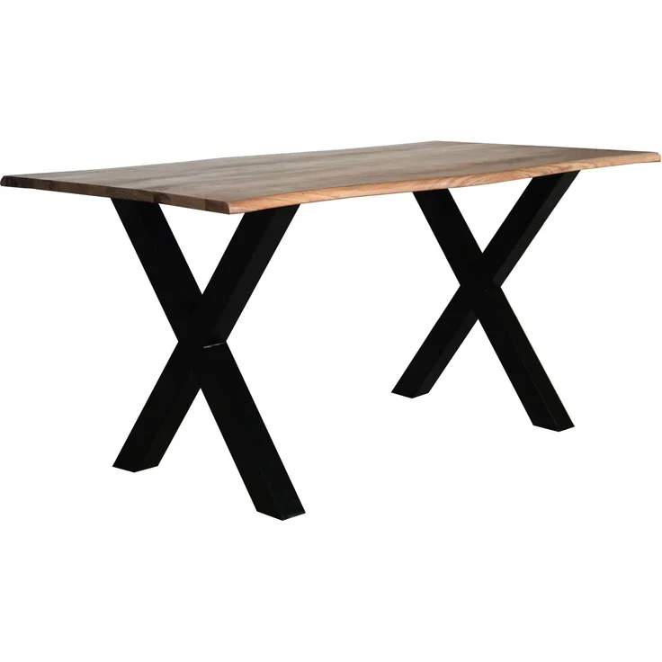 LC Home Esstisch »Lund« 160x85 cm Akazie massiv – Massivholztisch mit Baumkante & schwarzem X-Gestell – Bild 1