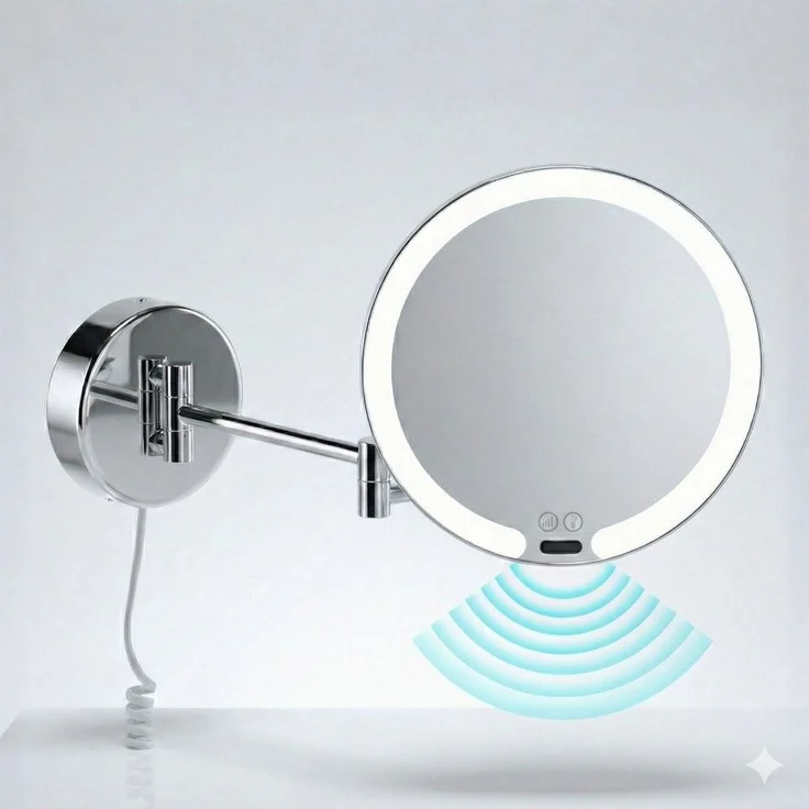 Libaro Kosmetikspiegel mit Sensor + Dimmer LED 7-fach Vergößerung VITTORA Schminkspiegel, Vergrößerungsspiegel 7x Bewegungssensor Wandmontage weißes Kabel Licht – Bild 5