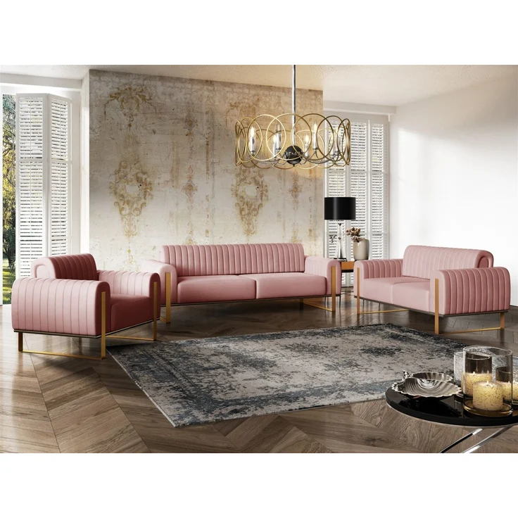 Sessel Designersessel VALERIE in Stoff Elisa Velvet Altrosa – Bild 3