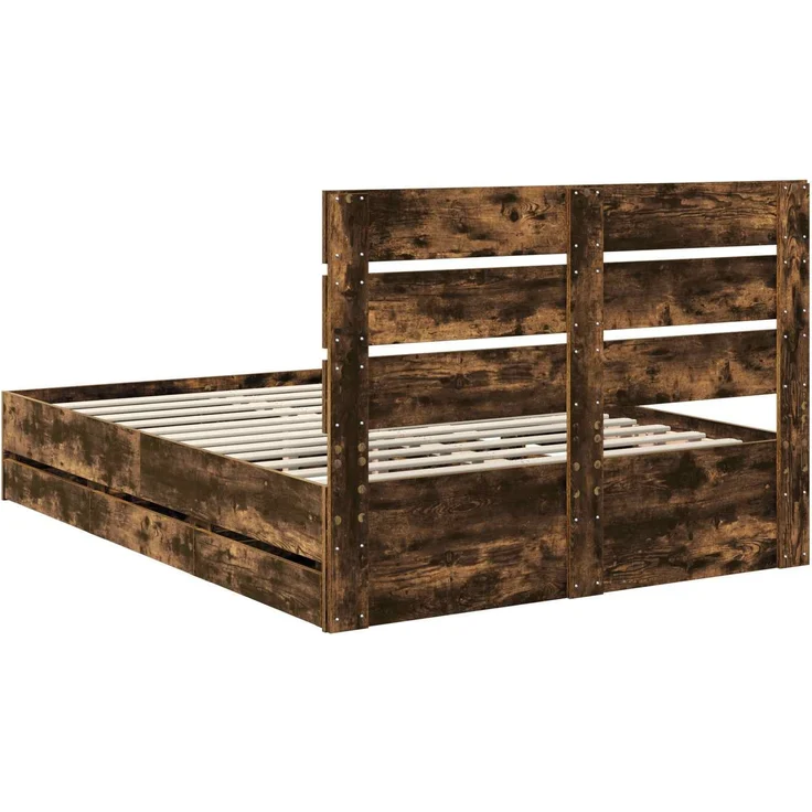 vidaXL Bettrahmen Räuchereiche 140 x 200 cm Ingenieurs Holz 3411831 – Bild 10