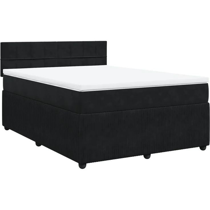 vidaXL Boxspringbett mit Matratze Schwarz 160x200 cm Samt 3287784 – Bild 1