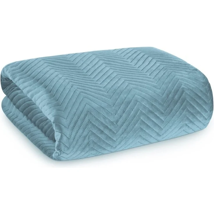 Tagesdecke Velours Samtdecke Gesteppt Steppdecke Klassische Decke SOFIA blau 70x160 cm blau – Bild 3