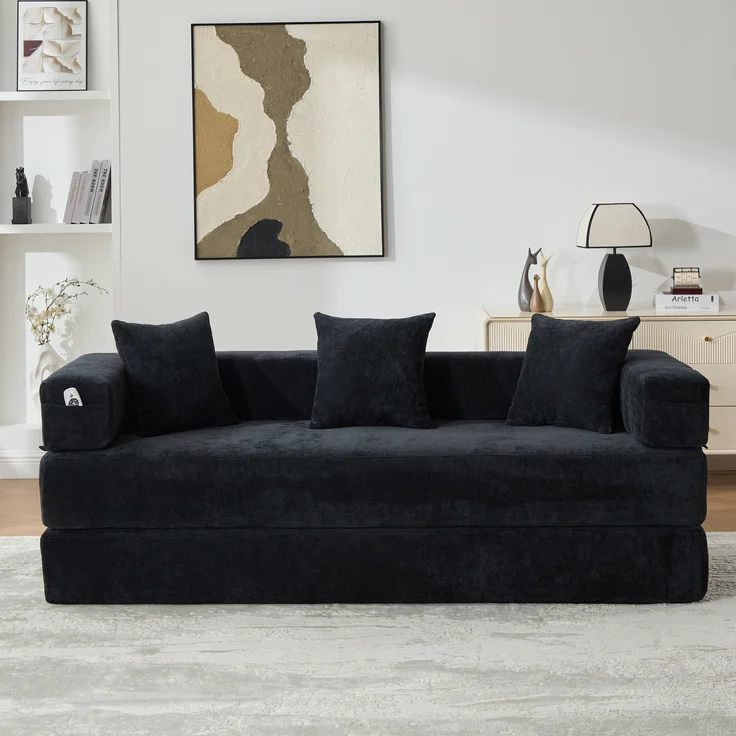 LVHOM Schlafsofa 3 sitzer, Klappsofa mit Schlaffunktion, Bodensofa, Schlafcouch aus Chenille-Stoff, frei Kombination, 198x79x60 cm – Bild 9