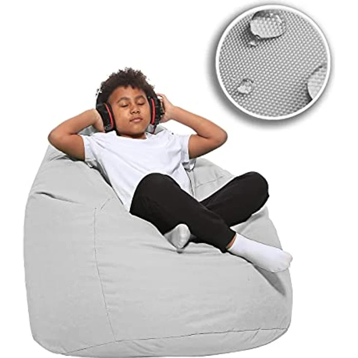 HomeIdeal - Sitzsack XXL Bodenkissen für Erwachsene & Kinder - Geeignet für Gaming oder Entspannen - Indoor wie Outdoor da er Wasserfest ist - mit EPS Perlen, Farbe:Weiß, Größe:XXL – Bild 9