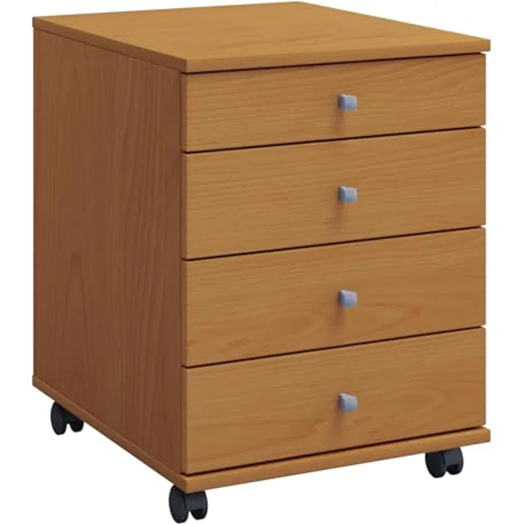 MID.YOU Rollcontainer, Weiß und Honigeiche, Kunststoff, 4 Schubladen, 42x57x50 cm, Arbeitszimmer – Bild 4