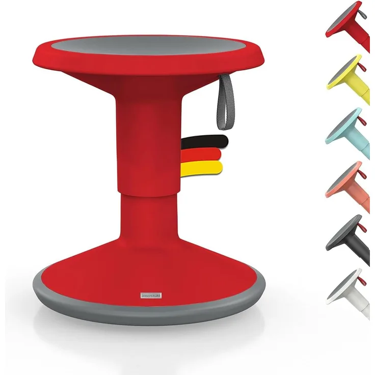 Interstuhl UPis1 - ergonomischer Sitzhocker mit Schwingeffekt - höhenverstellbar - Hocker mit rutschhemmender Standfläche & Kippschutz - Sitzhocker für gesünderes Arbeiten (Rot)