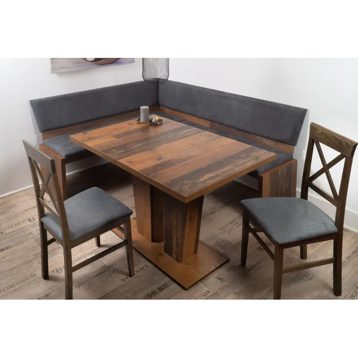 MSZ Design Eckbank Eckbankgruppe Essgruppe MILANO 185 x 150 cm Old Wood Vintage Altholz-Optik