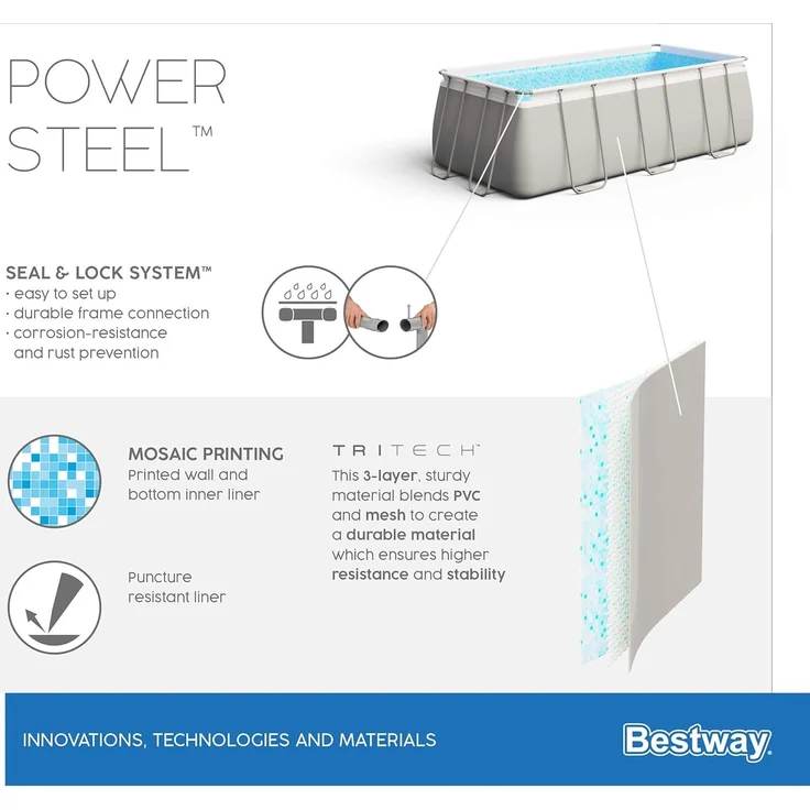 Power Steel™ Frame Pool, Lichtgrau, 404 x 201 x 100 cm – Bild 17