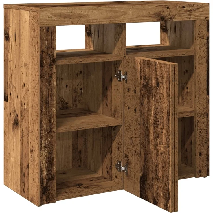 vidaXL Sideboard mit LED-Leuchten Altholz-Optik 80x35x75 cm 856361 – Bild 9