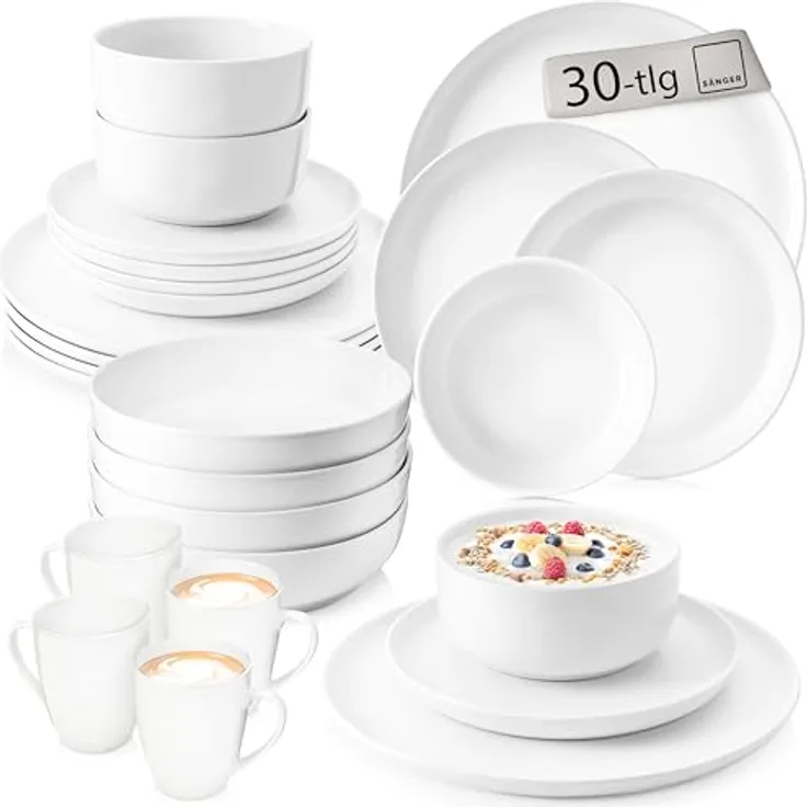 Sänger Kombiservice Marlo, Geschirrset aus hochwertigem Porzellan, 36 Teile, modernes Design für elegante Dinner