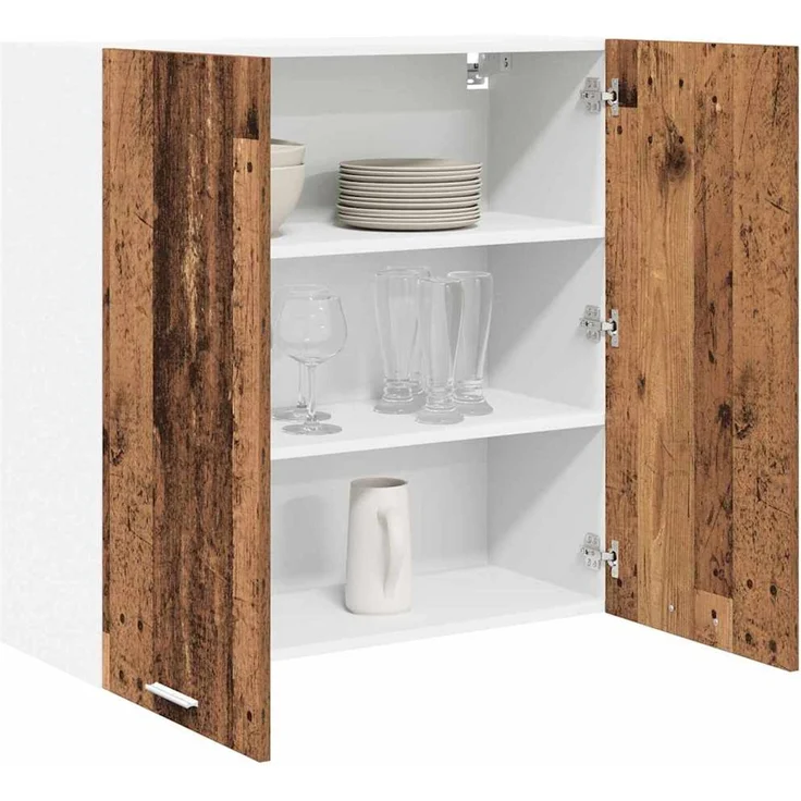 Küchen-Hängeschrank, Wandschrank mit Speicher Altholz 80 x 31 x 80 cm Holzwerkstoff – Bild 3
