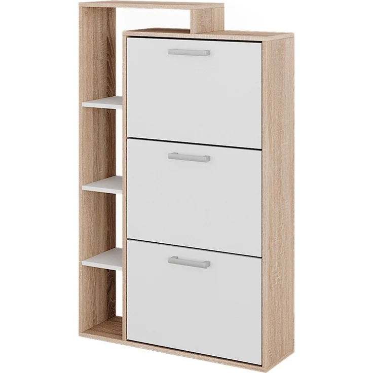 Schuhkommode Orlando Weiß/Sonoma 80 x 128.3 cm mit 3 Fächern Vicco – Bild 1