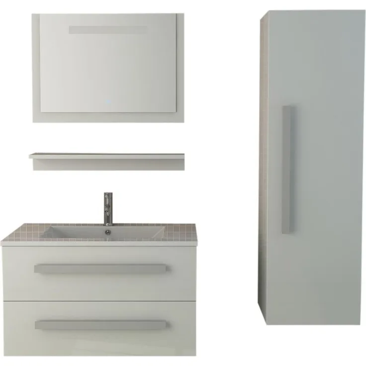 Jet-Line Badmöbelset St. Moritz, Badezimmer-Set in weiss mit LED-Touch-Beleuchtung und Soft-Close-Schubladen