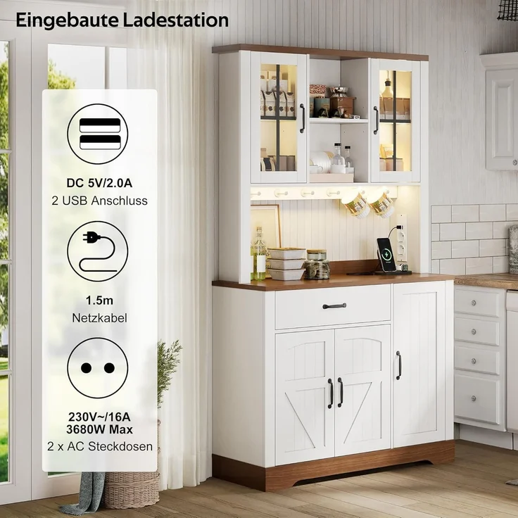 Kuchenschrank Sideboard mit LED Steckdosenleiste – Bild 7