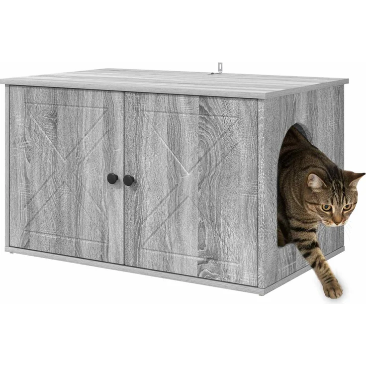 vidaXL Katzenhaus Graues Sonoma 85 x 55 x 50 cm Holzwerkstoff 8000731 – Bild 3