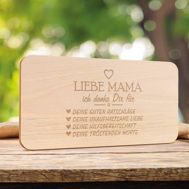 GRAVURZEILE Schneidebrett - Danke für alles Mama - Frühstücksbrettchen - Zum Muttertag, Buchenholz, Geschenkidee für Mama – Bild 2