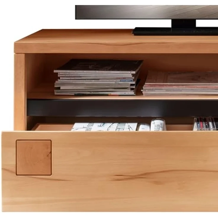 Lomadox Lowboard WINCHESTER-69, TV Board Fernsehschrank 120 cm Buche massiv geölt Hirnholz-Detail – Bild 4