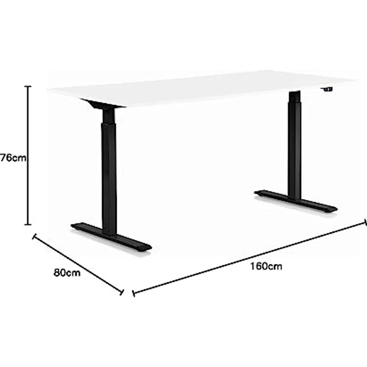 Kare Design Schreibtisch Office höhenverstellbar 160x80 cm, Elektrisch höhenverstellbarer Schreibtisch mit Doppelmotor, Stufenlos höhenverstellbares Tischgestell inkl. Tischplatte, Steh-Sitz Pult – Bild 3