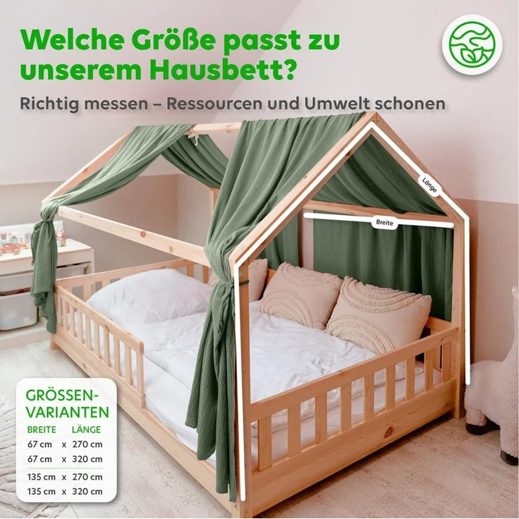 lilimaus Betthimmel Hausbetthimmel Baumwoll Musselin Betthimmel Kinder Hausbett 2er Set, Stilvolle Musselin-Deko für Kinderzimmer, ideal als Geschenkidee – Bild 3