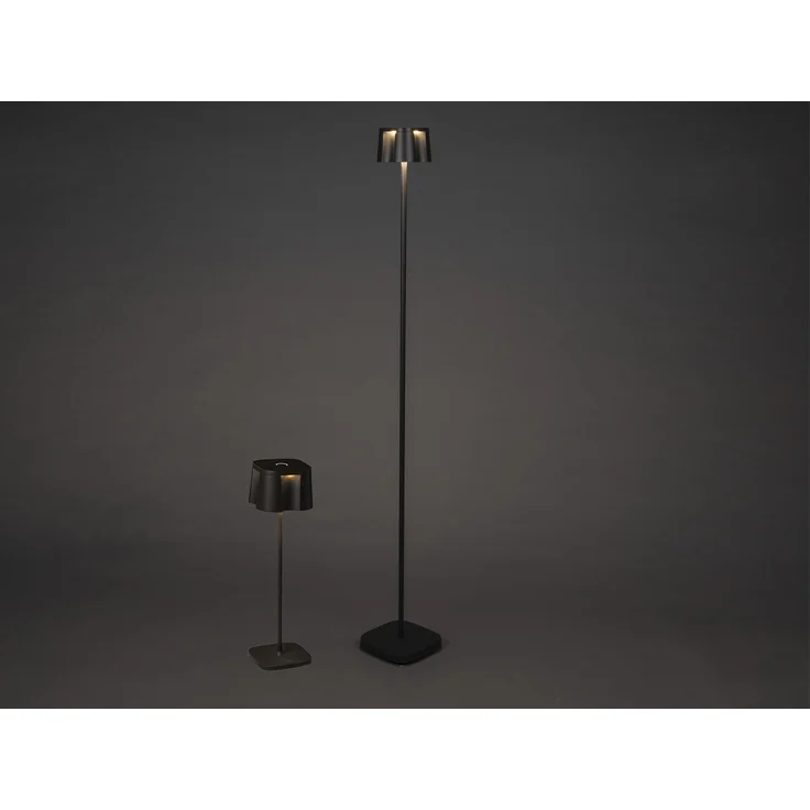 SET Akku Stehlampe 120cm & Tischleuchte 36cm für Outdoor kabellos Rostoptik – Bild 3