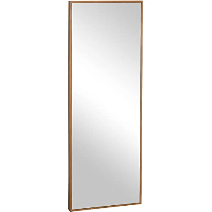 HOMCOM Wandspiegel, Hochspiegel in Natur, Glas und Holzwerkstoff, 48x125 cm, elegantes Design für Wohnzimmer, Schlafzimmer und Badezimmer – Bild 1