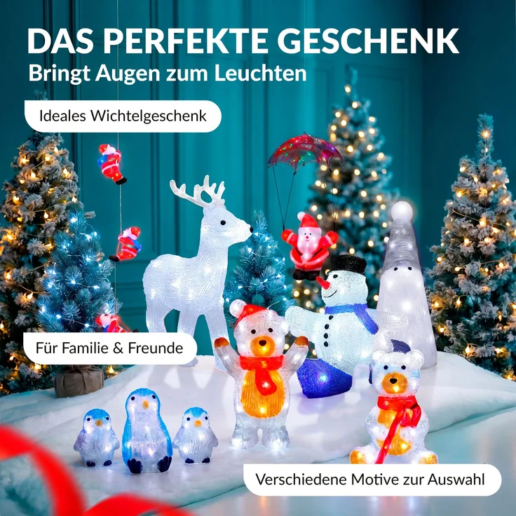 Deuba LED Acryl Figur Außen Teddy sitzend beleuchtet Weihnachtsdeko Weihnachten Weihnachtsfigur – Bild 7