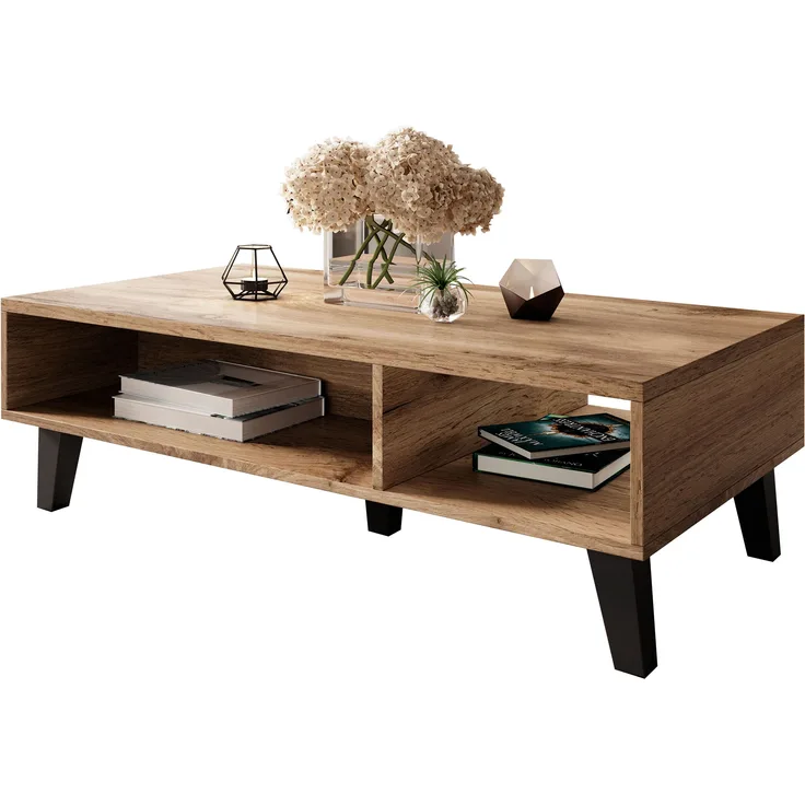 Mirjan24 'Kaspro' Couchtisch, Spanplatte Wotan Eiche/ Anthrazit, 35 x 110 x 60 cm