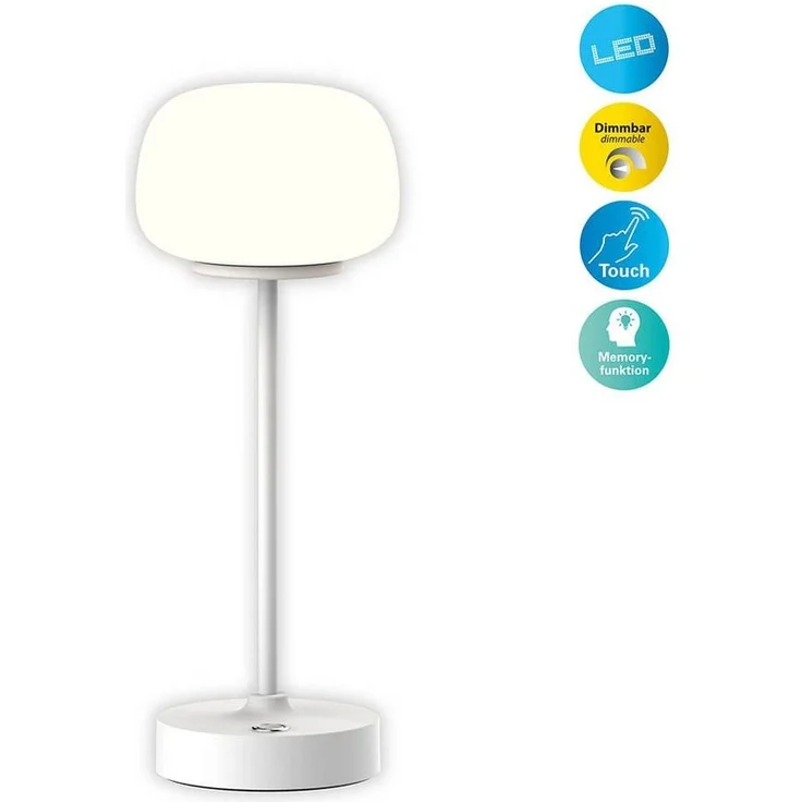 näve LED Tischleuchte Pina, Dimmfunktion, Ein-/Ausschalter, Memoryfunktion, USB-Ladefunktion, LED wechselbar, Warmweiß, Akku aufladbar, USB Typ C inkl. Kabel 100cm, Touch, dimmbar – Bild 5