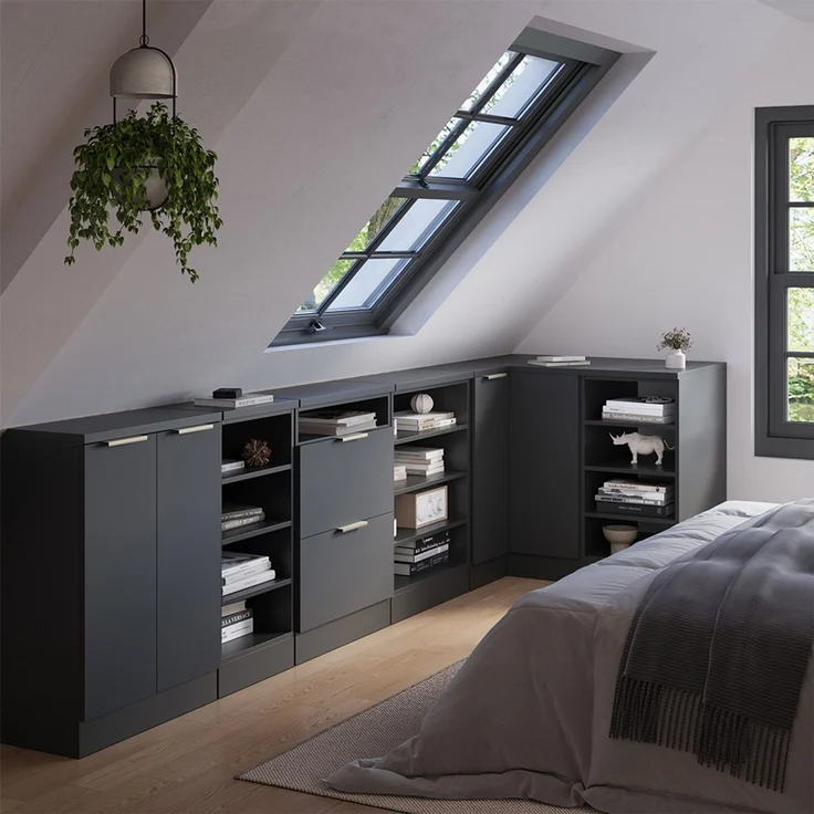 Eck-Küchenschrank für Dachschrägen R-Line Anthrazit-Gold 75.6 cm mit 1 Tür, Schrankkorpus 60 cm Tiefe Vicco – Bild 6