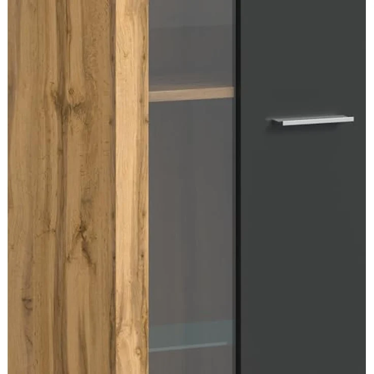 Xonox Vitrine, Grau, Holzwerkstoff, 60x159x35 cm, inklusive 3 Schubkästen und 4 Einlegeböden, FSC®-zertifiziert – Bild 7
