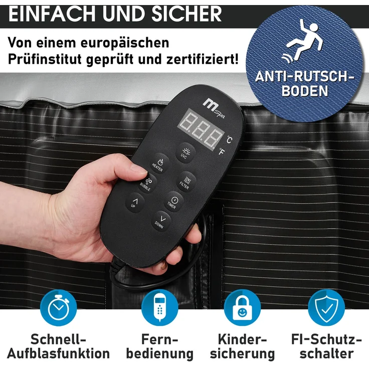 BRAST 'MSpa Starry' Whirlpool aufblasbar mit LED-Beleuchtung für 6 Personen, Ø204x70 cm – Bild 6