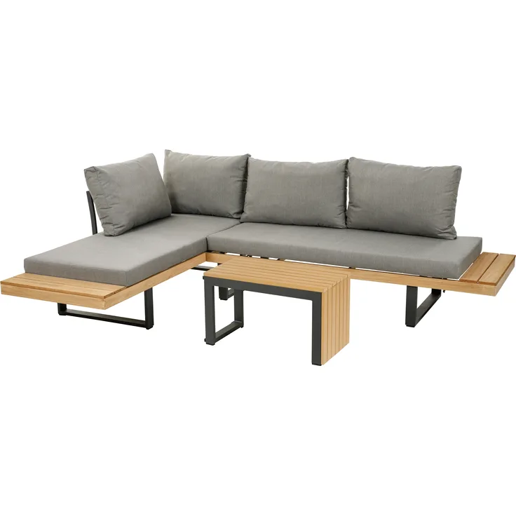 greemotion Lounge-Set Lana, 3-tlg. Aluminium Garten-Ecksofa-Set mit Tisch und Kissen