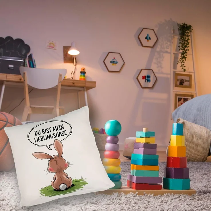 speecheese Dekokissen Du bist mein Lieblingshase Kissen – Bild 5