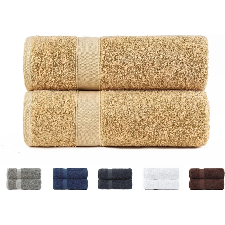 Todocama 2 Duschtücher, 100% Baumwolle, 550 g/m², extra weich, sehr saugfähig und schnell trocknend, Maße 70 x 140 cm, Beige