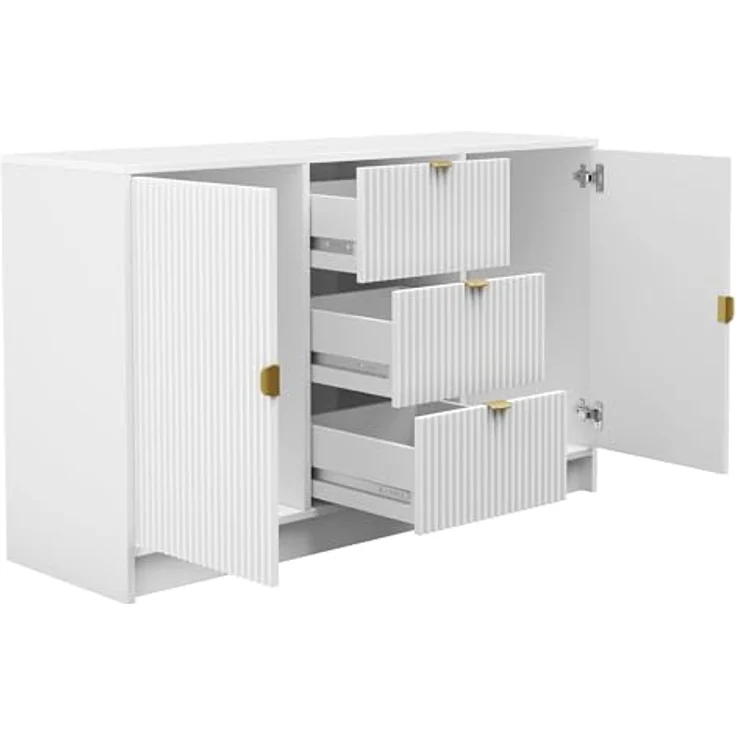 Mirjan24 Sideboard, Sand, Rechteckig, 3 Schubladen, Metall, 118x75x40 cm, für Wohnzimmer – Bild 5