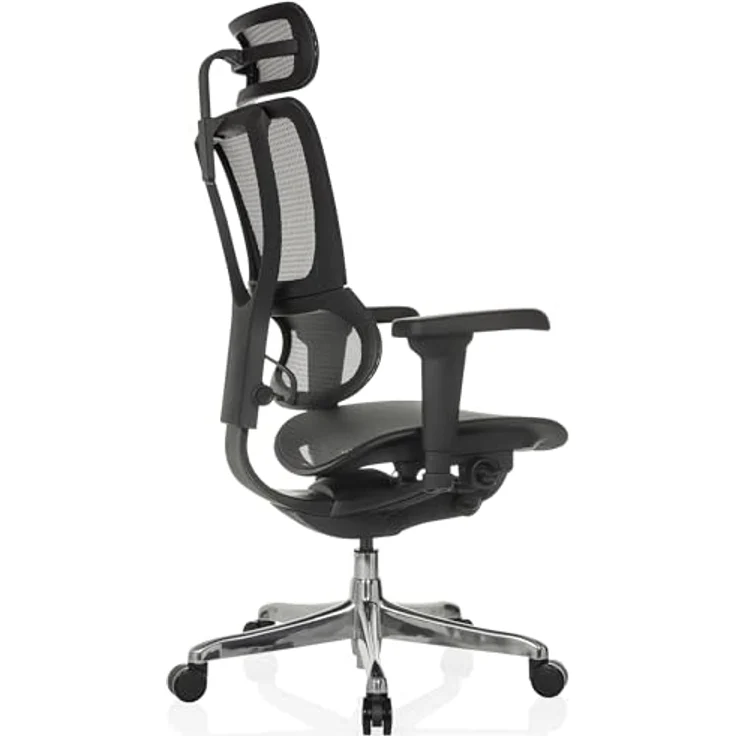 MID.YOU Drehstuhl Schwarz, Textil, ergonomische Rückenlehne, inklusive Armlehnen, 71x135x75 cm – Bild 8