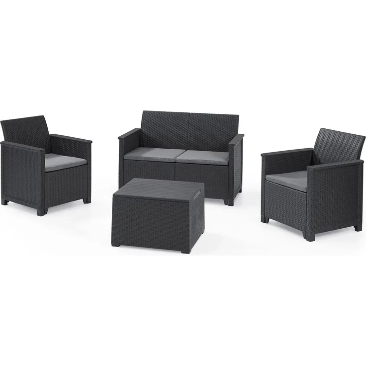 Keter Lounge-Sitzgruppe Emma 4-Sitzer mit Sitzkissen Gartengarnitur