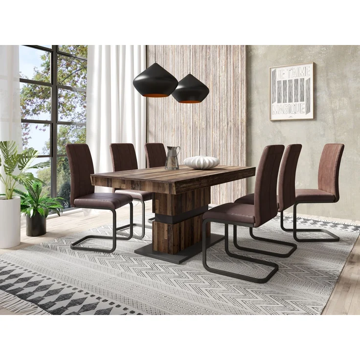 Tisch >MATTHEW< mit Auszug in Old-Wood-Optik 140-195 x 75 x 90 cm (BxHxT) – Bild 2