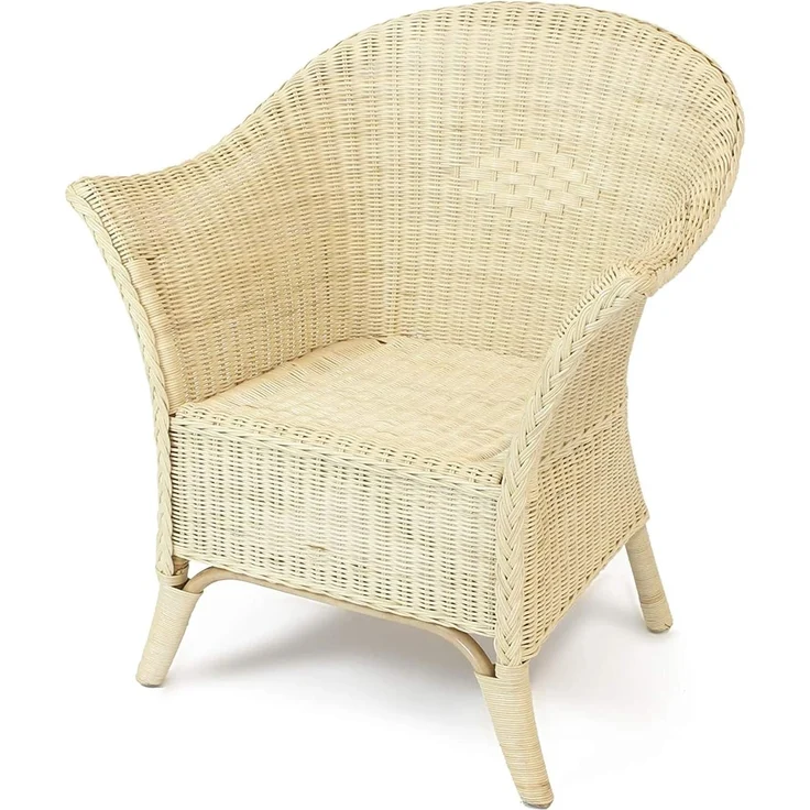 Dekoleidenschaft Rattanstuhl Rattansessel, natur lackiert, 4 verschiedene Modelle, Korbsessel, Balkonmöbel mit Komfort Sitzhöhe, Cocktailsessel, Gartenmöbel – Bild 7
