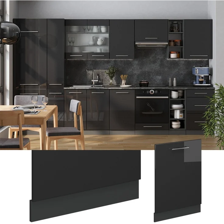 Geschirrspülblende Fame-Line Anthrazit Hochglanz 60 cm ohne Arbeitsplatte Vicco – Bild 3