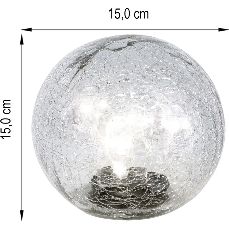 2er Set LED Außenleuchte, Solarkugel, Glas Crackle, D 15 cm – Bild 7